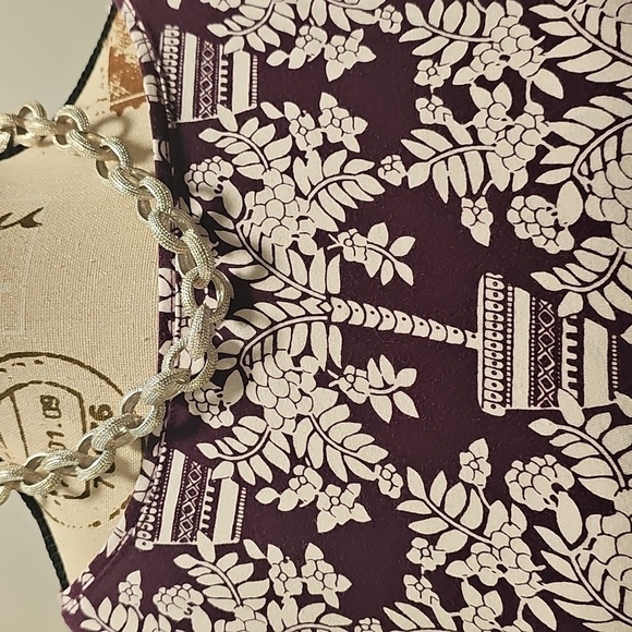 Talbots Chic Long Sleeve Floral Top - Plum and White - Picture 2 of 8